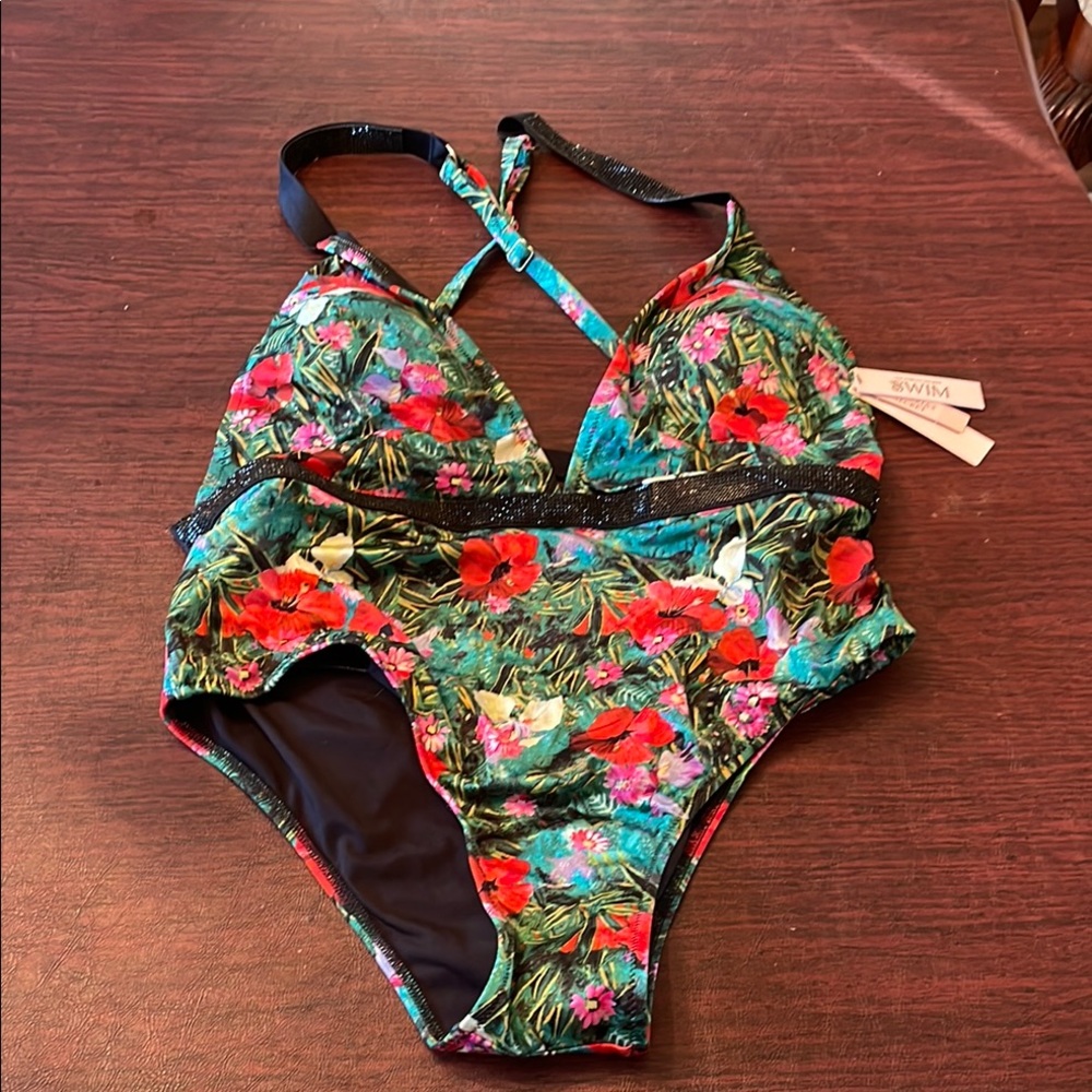 Victorias secret Floral One Piece Swimsuit - Green and Red